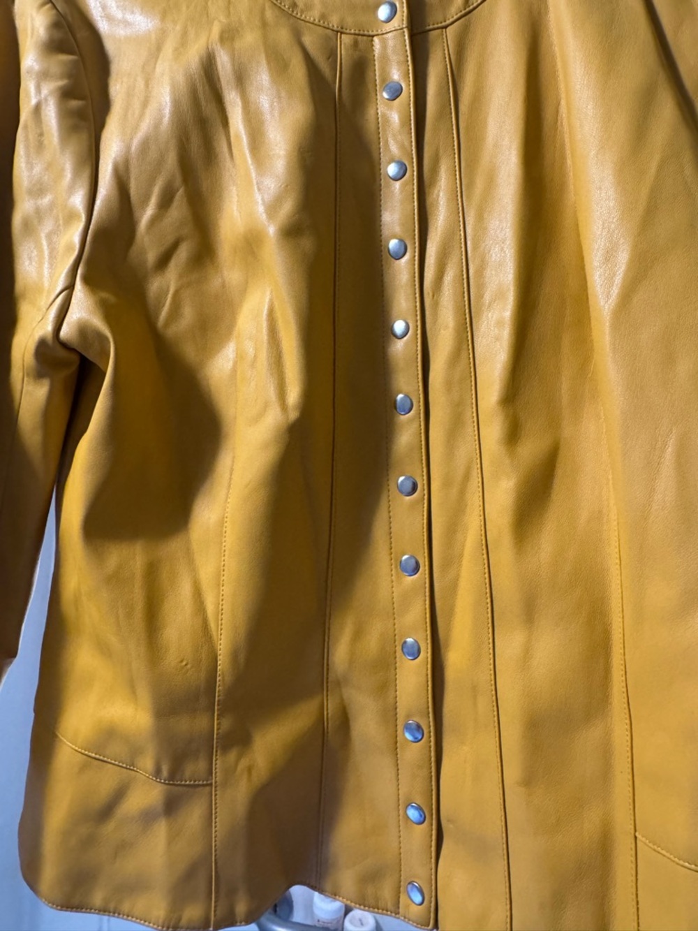 Zara Women's Yellow Snap-Front Leather Jacket - Picture 5 of 8